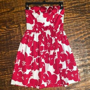 Love…ady Red & White Flower Strapess Dress + Red Ruched Crop Top